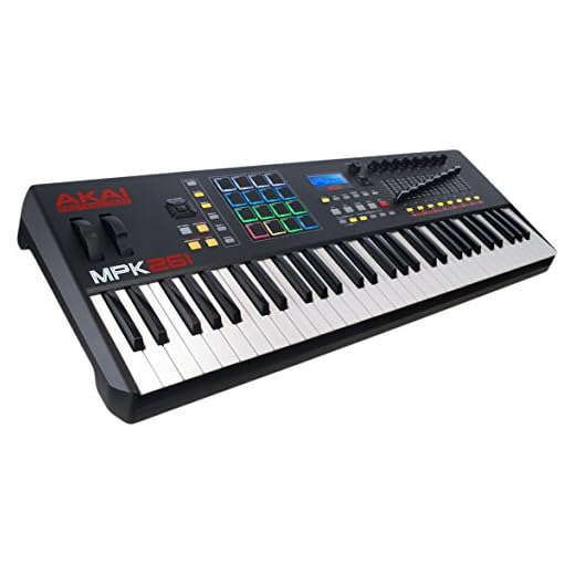AKAI Professional MPK261 - Teclado Controlador MIDI USB de 61 Teclas Semi-contrapesadas, controles MPC asignables, 16 Pads, Q-links, botones, conectividad plug-and-play y Paquete de Software