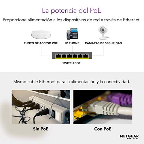 NETGEAR-Switch-PoE-de-16-Puertos-GS316P-Switch-Ethernet-Unmanaged-con-16-PoE-a-115W-montaje-sobremesapared-metal-resistente