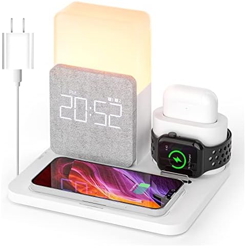 Wireless Charging Station with Dual Alarm Clock Cover