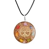 PYOR 7 Chakra Tree Of Life Necklace Jewelry Wealth Crystal Spiritual Gift Pendant Energy Generator Healing Reiki Gifts Good Luck Wealth Prosperity Necklace Gift Cool Locket Good Vibes Gemstones
