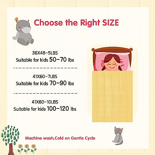 Image of yescool Weighted Blanket (7 lbs, 41 inch x 60 inch, Yellow) Cooling Heavy Blanket, Perfect for 60-90 lbs, Breathable Throw Blanket Gifts with Premium Glass Bead, Machine Washable