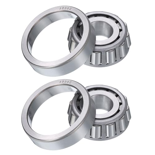 Image of sourcing map 2pcs 30302 Tapered Roller Bearing Cone and Cup, 15mm Bore x 42mm OD x 14mm Thick, Chrome Steel Taper Bearing Set, ABEC-5
