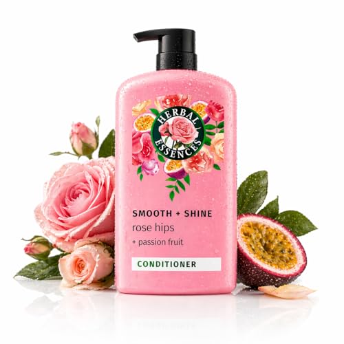 Herbal Essences Conditioner Rose Hips + Passionfruit - Smooth Collection Shiny Hair with Vitamin E & Jojoba Safe for Color Treated Hair Floral Scent Cruelty-Free Dermatologist-Tested 29.2 Fl Oz