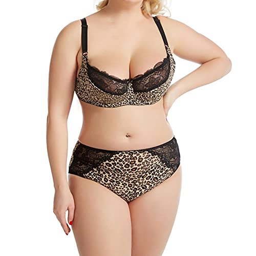 Lingerie léopard grande taille avec soutien-gorge dentelle et sous-vêtements