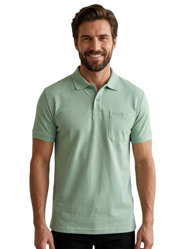 Image of Lux Cozi Men's Polo T-Shirt Regular Fit Half Sleeves with Pocket | Cotton Blend Polo Neck Collar T-Shirt for Men | Casual, Office Comfortable Breathable T-Shirt | Stylish Plain Tee