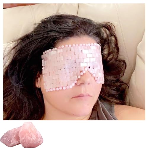 100% Authentic Rose Quartz Mask for Eyes ｜Weighted Crystal Mask for Facials｜100% All Natural Cooling Stone Face Mask｜Diminish Puffiness｜Soothe Eye Fatigue｜Dark Circles｜Gift for women