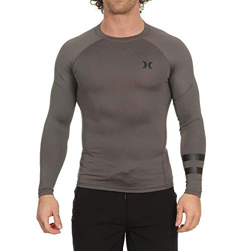 Hurley Men's Long Sleeve Pro Light Quick Dry Sun Protection Rashguard Shirt, Iron Grey, S