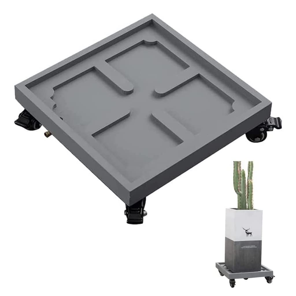 ASerZenith Plant Caddy With Wheels For Indoor Outdoor Use Heavy Duty Square Plant Stand Dolly Saucer Tray Moving Potted Planter With Flower Pot Caster Wheels,Grey-36Cm