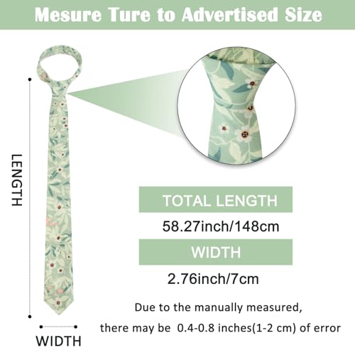 Image of Mantieqingway Men's Cotton Floral Neck Tie 2.56'' Printed Skinny Tie
