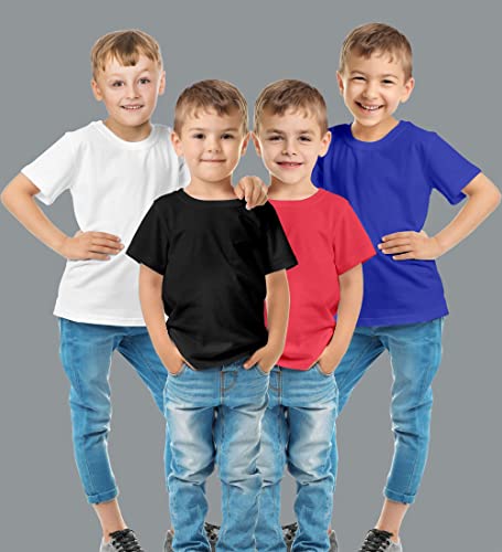 Image of Hangout Hub HH87 Tshirt for Boy's | Regular Fit | Super Combed Cotton Kids T-Shirt | Solid Plain Tees | Round Neck T Shirt | Half Sleeves |Pack of 2 | 3 | 4 | 5 |6