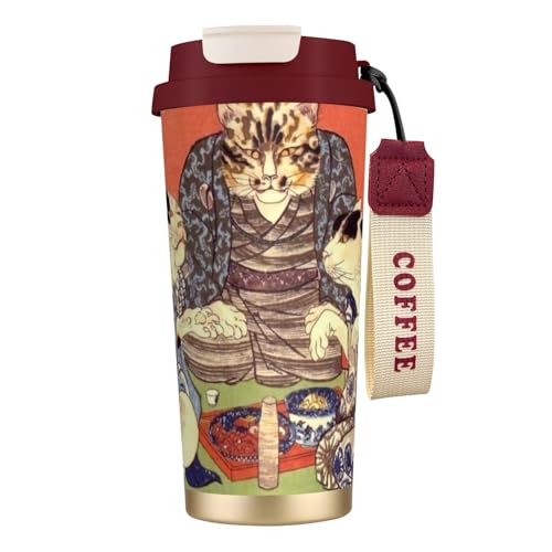 タンブラー コーヒー 歌川国芳 水筒 ステンレス ボトル 魔法瓶 オフィス マグカップ カフェマグ 車用 マグボトル 真空断熱 保温 保冷 ふた付き 直飲み 広口 漏れない 二重構造 持ち運び 500ml