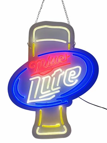 Desung New 24"x20" Millers Lite Wine Glass Beer Neon Sign Man Cave Signs Sports Bar Pub Beer Neon Lights Lamp Glass Neon Light DX178