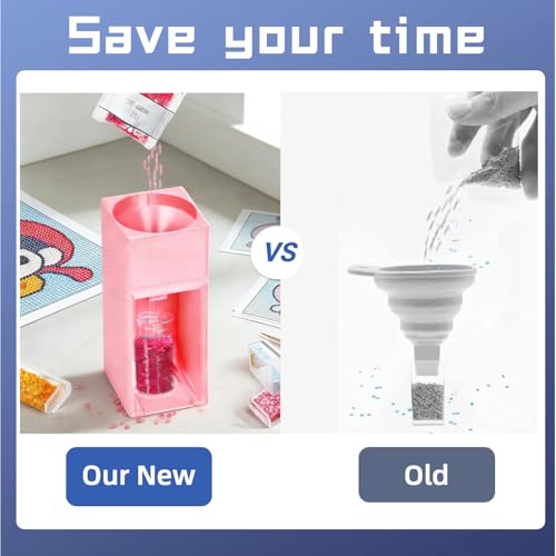 Image of Diamond Painting Organizer - Drill Funnel for Round Containers, Portable Art Funnel for Easy Transfer, Accessories (Pink)