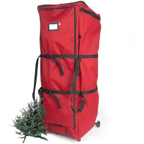 [XXL Rolling Duffle Bag Tree Storage] - 12 Foot Christmas Tree Storage Bag | Heavy Duty Dolly-Style Frame with Wheels and Expandable Top to Fit Artificial Trees up to 12 Feet Tall | Santa's Bags Cover