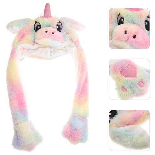 HEMOTON Plush Ear Moving Jumping Hat Girls Warm Plush Winter Caps Cute Animal Fuzzy Hat Cute Fluffy Cap,Soft Warm HeadWear3