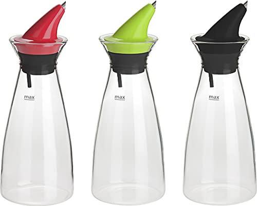 Trudeau Perfect Dripless Bottle Oil Dispenser, 10.5Oz, Green Red Black Clear #TOP1