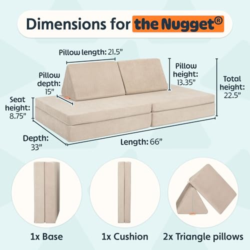 Image of Nugget - The Original Play Couch for Kids - Modular Foam Children's Sofa for Playroom, Imagination, & Creative Open Ended Play - Washable & Convertible Playroom Furniture, Dunebuggy