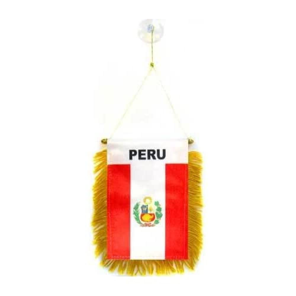 AZ FLAG Peru Car Flag 4x6 in Peruvian 100D Polyester Suction Cup