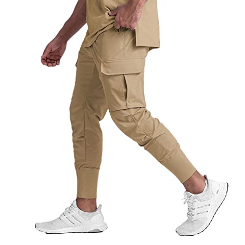 Banana Bucket Mens Casual Jogger Elastic Waist Pants Lightweight Sweatpant Athletic Cargo Pants with Multi Pockets