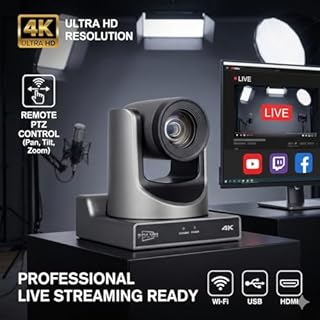 4K AI Tracking Camera, 60Hz Ultra HD Webcam with Auto Face Tracking, Video Conference Camera for Live Streaming and Professional Meetings