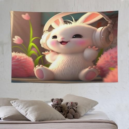 Tapisserie lapin artistique haut de gamme 150x230cm tissu durable