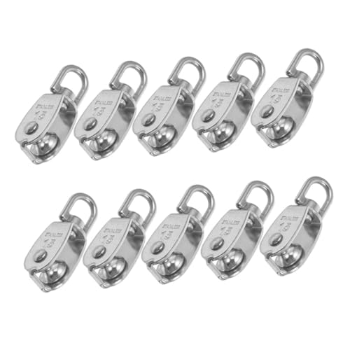 SOLUSTRE 10pcs Stainless Steel Pulley System Single Roller Pulleys for Cable Pulling Wire Pulling Towing Lifting