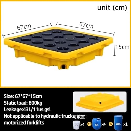 Plataforma de contención de derrames industrial apilable con desagüe 67x67cm 3