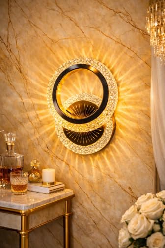 Image of Modern Crystal LED Wall Light, Decorative Indoor Wall Lamp with Warm White Lighting, Stylish Wall Mounted Light for Living Room, Bedroom, Hallway.