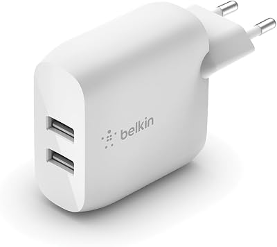 Belkin Doppio caricabatteria da parete USB-A da 24 W Boost Charge (per iPhone 14