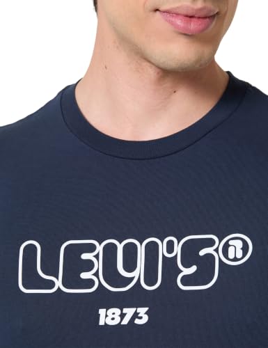 Levi's Herren Graphic Crewneck Tee T-Shirt, PERF COOL Logo Navy Blazer Body WHITELOGO, XL – Ansicht 2