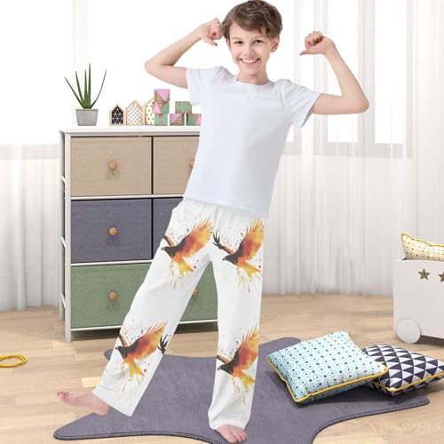 Boy's Pants Yellow Eagle Bird Jogger Pants Elastic Waist Long Bottoms Trousers with Pockets 6-14 Years4