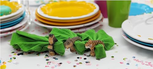 your castle Napkin Rings, Hand Carved, Animal Design, Tiger, Monkey, Hippo, Set of 3, Made of Wood, Hand-Painted, Versatile - Image 2