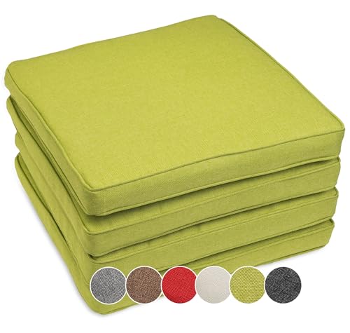 sunnypillow - Lot de 4 Coussins de Chaise - imperméables résistants aux UV - 50 x 50 x 5 cm - Coussin d'assise pour bancs - Coussin de siège pour la Maison...