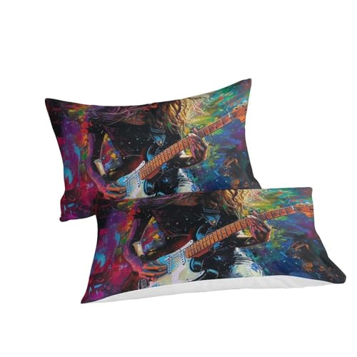 Housse de couette guitare 3D 140x200 microfibre avec taies d'oreiller - 3