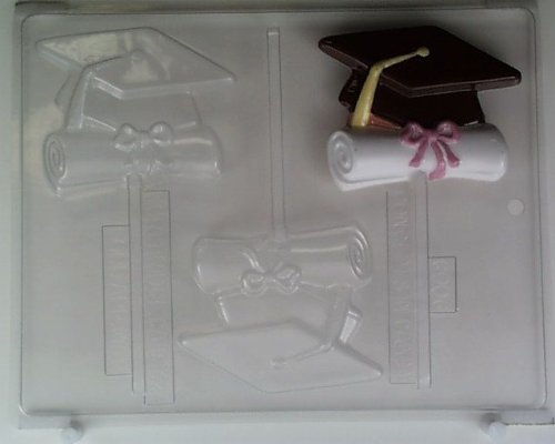 Cap and Riibbon-Tied Diploma Shape Lollipop Candy Mold G006