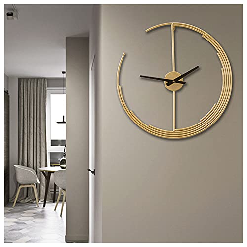 Horloge murale moderne en forme de lune dorée pour salon chic