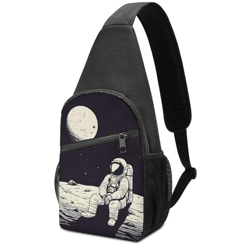 Morrales tipo bandolera Astronauta en la Luna blanco