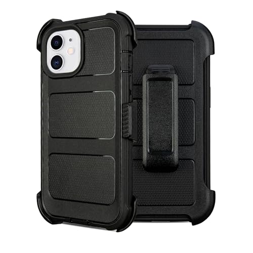 for Defender iPhone 12 Case with Clip Holster with Kickstand for Heavy Duty iPhone 12 Phone Case Rugged 2 Layers of Sturdy Anti-Drop for Phone Case iPhone 12Case Protective(Black)