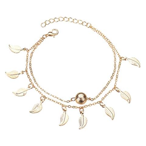 HAHII Anxiety Bracelet for Women Beach Bracelet Anklet Women Foot Gold Chain Ankle Anklet Pearl Bracelet (Gold-A, One Size) Cover