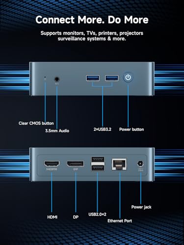 Image of Bmax Mini PC B2 Power Intel 5205U 8GB DDR4 256GB M.2 NVMe SSD Support Expansion (64GB&4TB),HDMI 1.4&DP 1.2, USB3.2,4K Dual Display 2.4G /5G WiFi & BT5.0 Mini Desktop Computers for Home /Office /Design