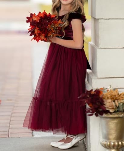 Tulle and Velvet Flower Girls Dress for Wedding First Communion Dress Princess Gown Birthday Party Dress PY1633