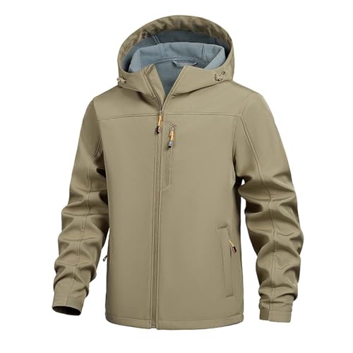 DASONLUE Chaqueta de senderismo para hombre de invierno con cremallera completa, chaqueta de nieve, forro polar, cortavientos, cortavientos, chaquetas de trekking, color puro, chaqueta softshell