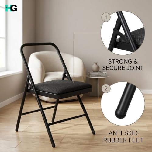 Image of Foldable Yoga Chair with Heavy Duty Padded Cushion Seat for Iyengar Yoga, Meditation, Stretching, Exercise and Daily Fitness Practice, Black