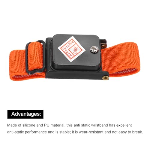 Image of MECCANIXITY 2pcs Anti Static Wrist Strap, ESD Antistatic Bracelet Adjustable Cordless with Spare Bracelet for Computer Electronics Repair Black Orange