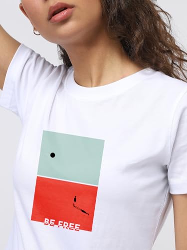 Image of Nobero Women's Graphic Printed T-Shirt | Regular Fit 180 GSM Cotton Tee for Women | Comfortable Round Neck Casual Wear