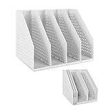 SAYEEC Collapsible Magazine Holder Plastic Desktop 4 Compartment File Desk Magazine Organizer Vertic