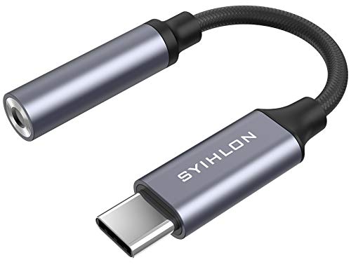 SYIHLON USB C to 3.5mm Headphone Jack Adapter, USB Type C to Aux Audio Adapter -Grey