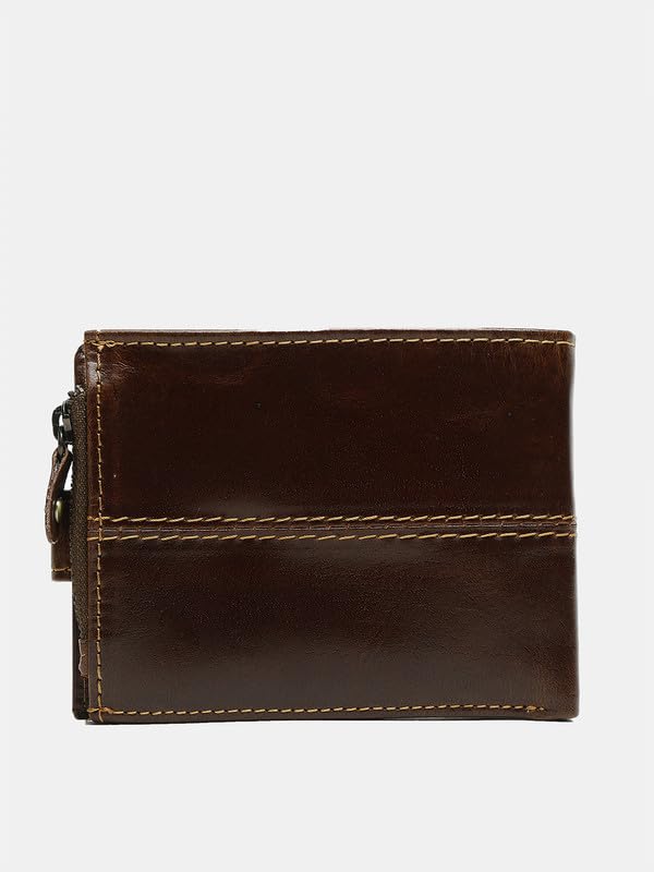 Image of TEAKWOOD LEATHERS Men Leather Wallet | Genuine Leather Purse for Mens, RFID Protected Personalized Wallet | WLT 485 C Brown