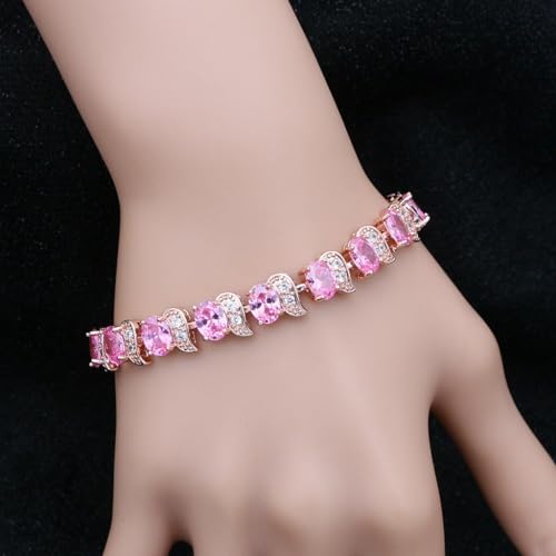 Image of LMXXVJ Fashion Tennis Bracelet Created Emerald White Gold Plated Charm Bracelet Gifts Jewelry for Women