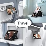 Support de téléphone d'avion, Support de téléphonie flexible d'essentiels de voyage, Support pour tablette d'aéronef pour le vol, bureau, Compatible avec iPhone, Smartphone, tablette (écran en soie noire)